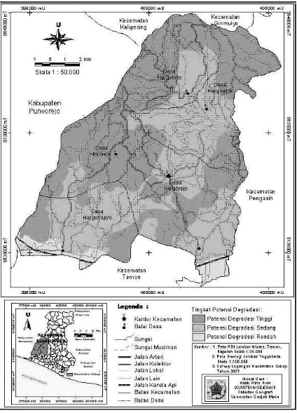 Gambar 1. Peta Potensi Degradasi Lahan di Kecamatan Kokap