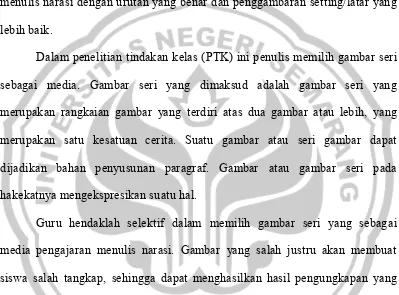 Gambar seri yang digunakan untuk pengajaran manulis karangan narasi 