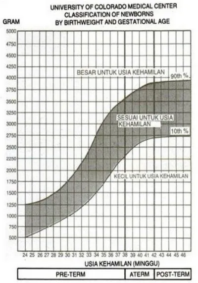 Grafik lubchenco battalgia untuk menilai usia kehamilan