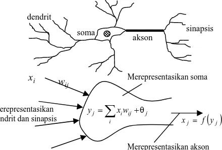 Gambar 2. Model idealisasi neuron dari otak biologis