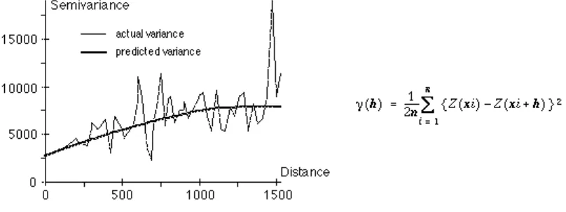 Gambar 2: Grafik dan persamaan semi-variogram (ESRI, 1999)