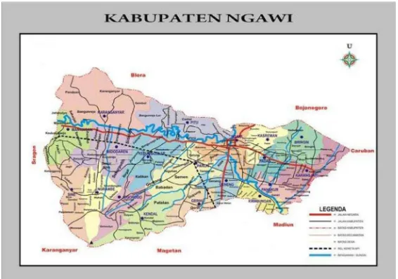 Gambar 4.1 Peta Kabupaten Ngawi Menurut Jarak 