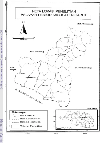 Gambar 3. Peta Lokasi Penelitian Wilayah Pesisir Kabupaten Garut 