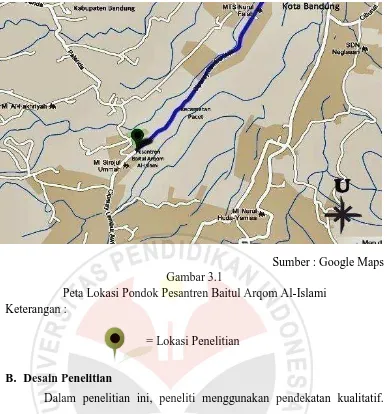 Gambar 3.1 Peta Lokasi Pondok Pesantren Baitul Arqom Al-Islami 