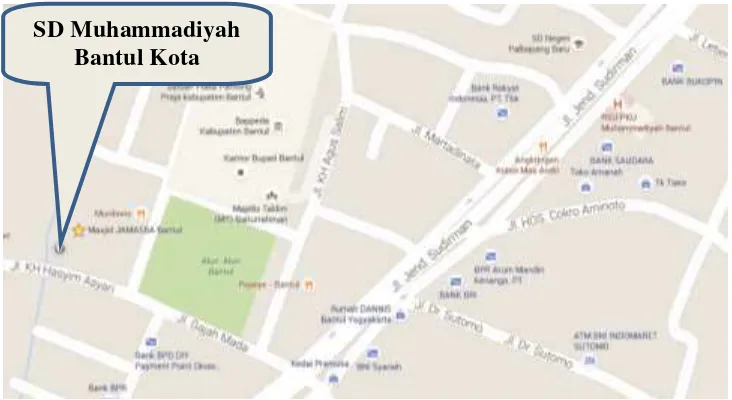 Gambar 3. Peta menuju SD Muhammadiyah Bantul Kota.