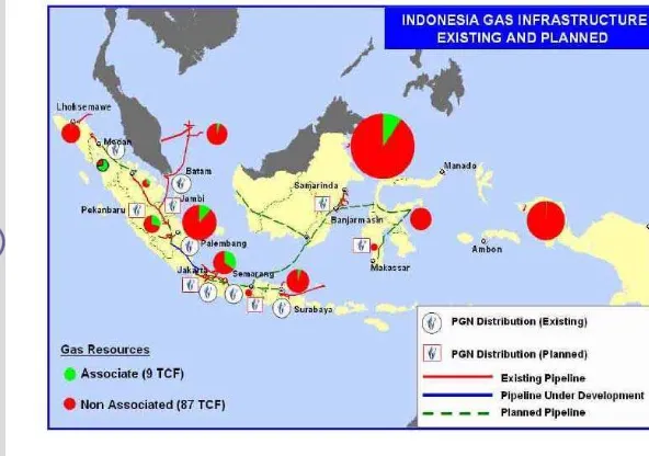 Gambar  12. Peta penyebaran cadangan gas Indonesia berdasarkan sumber 