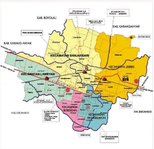 Gambar 2. Peta Administrasi Kota Surakarta 