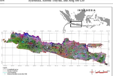Figure 1. Study area: Java Island (Source: GeoCover Landsat mosaic, S-48-05_2000, S-50-05_2000)