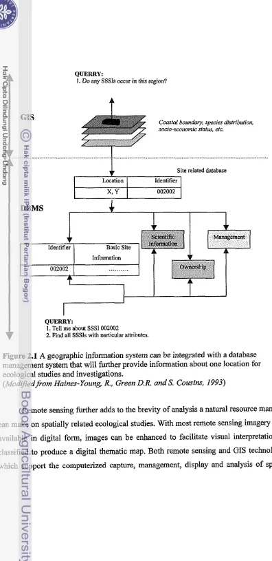 Figure 2.1 A geographic information system can be integrated with a database 