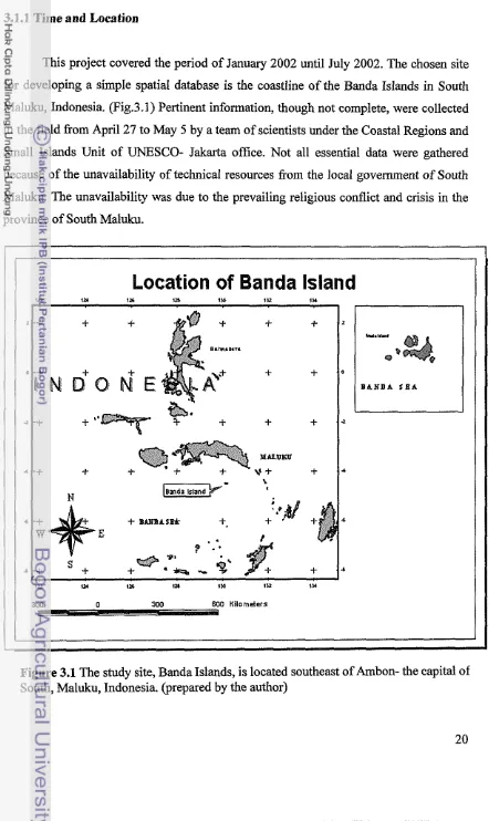Figure 3.1 The study site, Banda Islands, is located southeast of Ambon- the capital of 