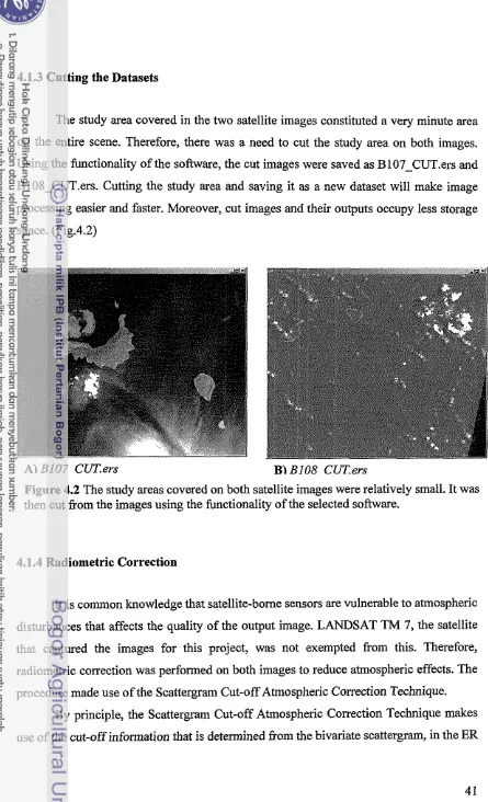 Figure 4.2 The study areas covered on both satellite images were relatively small. It was 