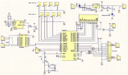 Gambar 3.2 Rangkaian keseluruhan mikrokontroler dengan komponen lain. 