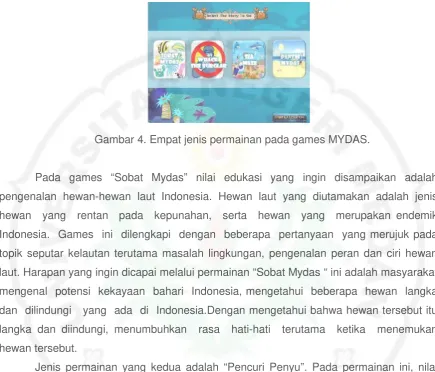 Gambar 4. Empat jenis permainan pada games MYDAS.
