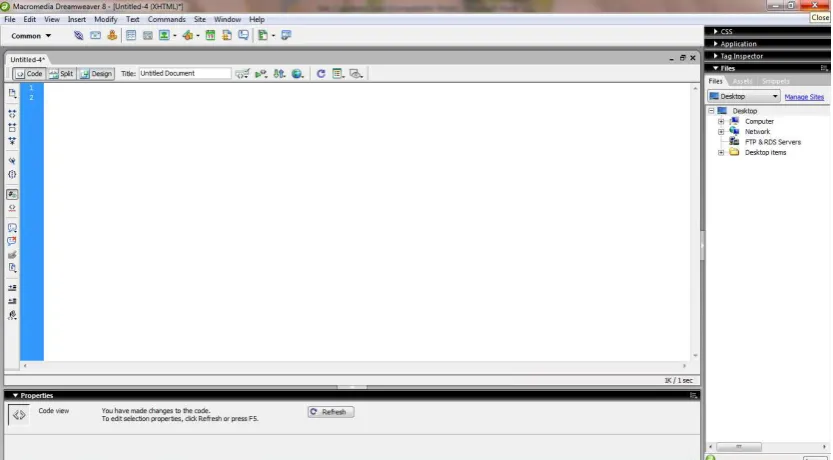 Gambar 2.1 Tampilan Macromedia Dreamweaver 