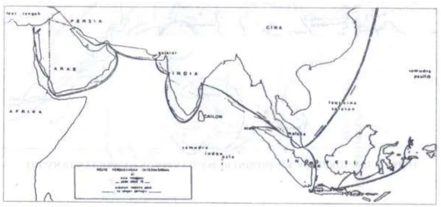 Gambar 2.2 Route Perdagangan Internasional Di Asia Tenggara Pada Abad Xvi Masehi, Sebelum Malaka Jatuh Ke Tangan Portugis 