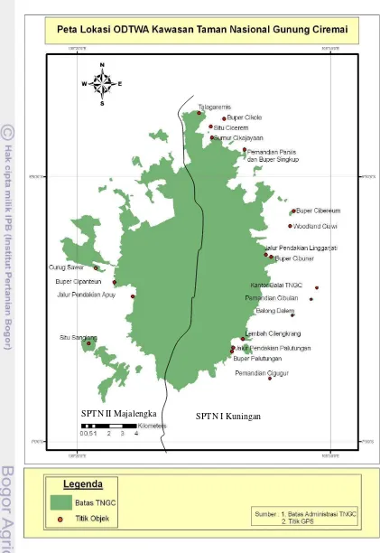 Gambar 1  Peta Lokasi ODTWA di Kawasan TNGC.