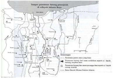 Gambar 22. Peta Penemuan Barang Prasejarah di Wilayah Jakarta Raya(Heuken, 1997)