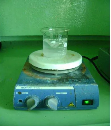 Gambar 8. Proses evaporasi bahan menggunakan magnetic steerer 