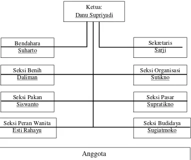 Gambar 5. Bagan struktur organisasi Pokdakan Sekar Mina.