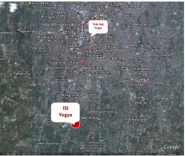 Gambar 8. Peta Lokasi Kampus ISI Yogyakarta dilihat dari Titik Nol Yogya4