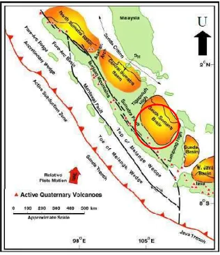 Gambar 1. Peta cekungan Sumatera Selatan (Heidrick,1993)