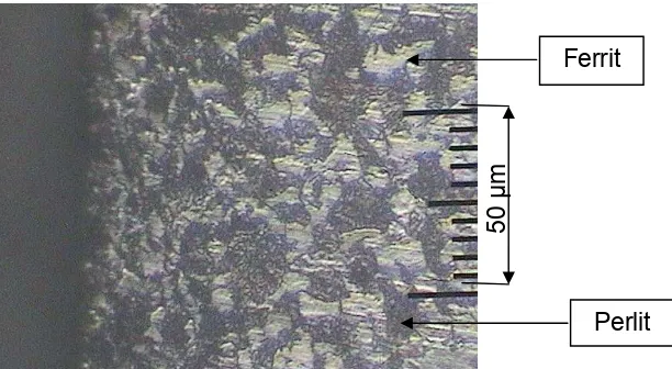 Gambar 4. 4 Struktur Mikro baja karbon sedang  yang sudah dikarburising 