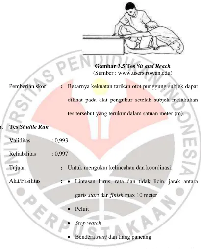 Gambar 3.5 Tes Sit and Reach (Sumber : www.users.rowan.edu) 