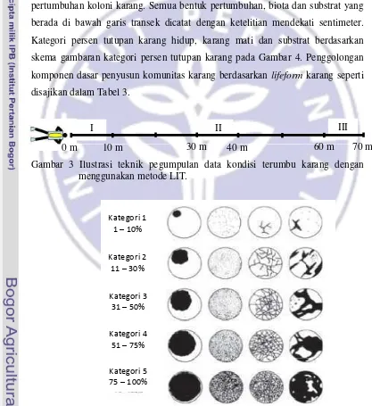 Gambar 3 Ilustrasi teknik pegumpulan data kondisi terumbu karang dengan      