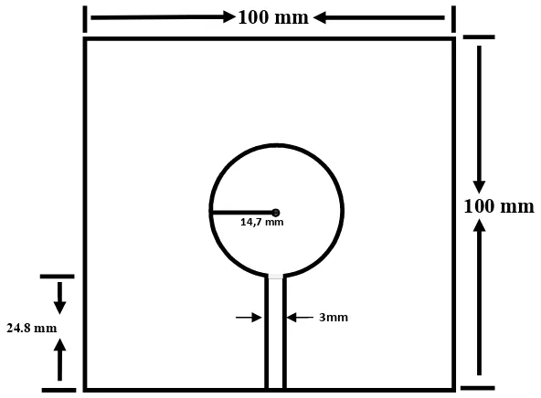 Gambar 3.3 Antena Mikrostrip Single Patch Sirkular Dimensi Substrat 100x100