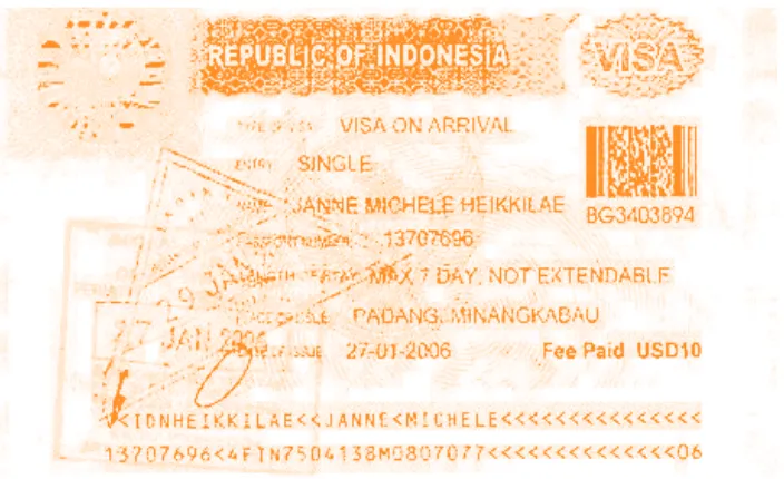 Gambar 2.7 Visa yang dikeluarkan oleh Pemerintah Indonesia