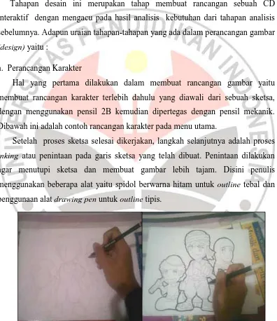 Gambar 3.10  Rancangan Sketsa dan Inking Karakter 