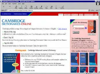 Gambar 2.1 Halaman Index Cambridge Dictionaries Online 