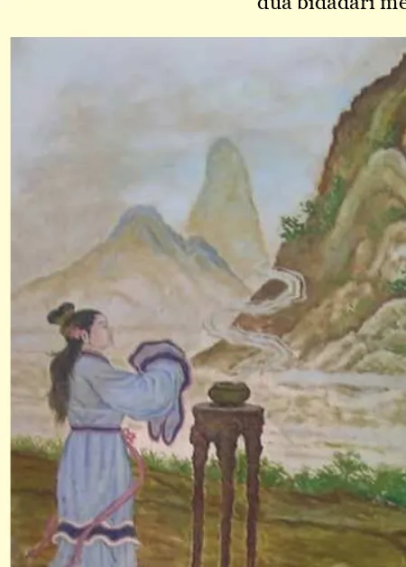 Gambar 3.3 Muncul Sang Sumber: Qi Lin menyemburkan Kitab Batu Kumala (Yu Shu) di hadapan Ibunda Yan Zheng Zai Dokumentasi Kemdikbud