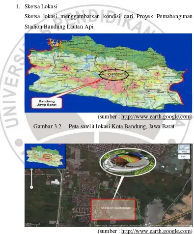 Gambar 3.2 Peta satelit lokasi Kota Bandung, Jawa Barat 