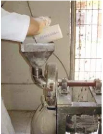 Gambar 8.                      dengan menggunakan  Proses penggilingan endosperma jagung menjadi tepung jagung  disc mill 