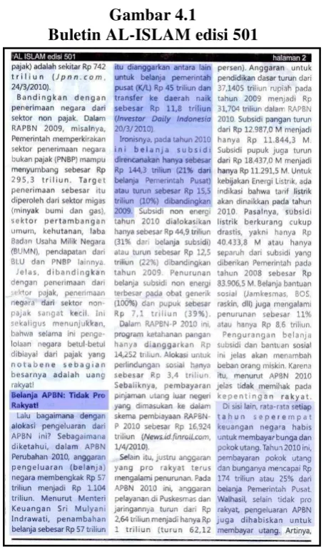 Gambar 4.1 Buletin AL-ISLAM edisi 501 