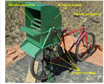Gambar 16.  Prototipe perontok padi hasil rancangan (O-belt  Thresher) 