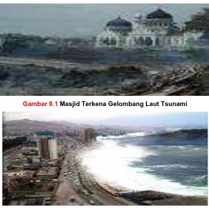 Gambar 9.1 Masjid Terkena Gelombang Laut Tsunami 