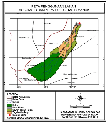 Tabel 4  Penutupan lahan di Model DAS Mikro (MDM) Cisampora  No Tutupan lahan Luas (ha) 