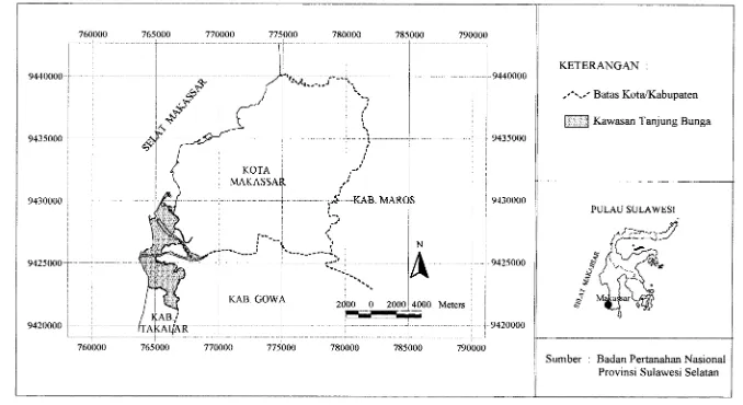 Gambar 3. Peta lokasi kawasan Tanjung Bunga, Provinsi Sulawesi Selatan. 