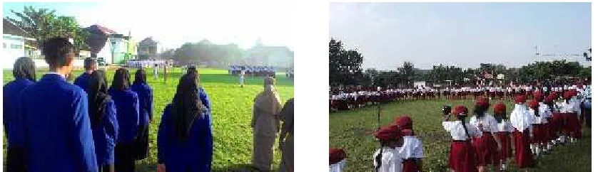 Gambar 1.Upacara bendera hari Senin dan syawalan