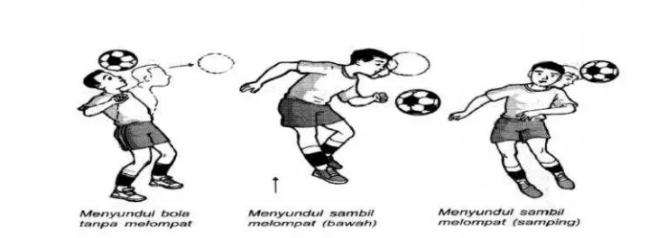 Gambar 7. Teknik Menyundul BolaSumber Buku : (Muhajir 2007: 28)