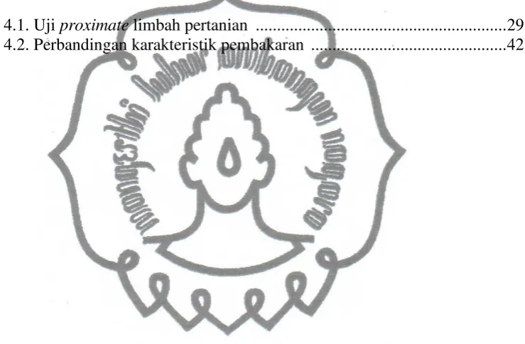 Tabel 4.1. Uji proximate limbah pertanian  ..........................................................