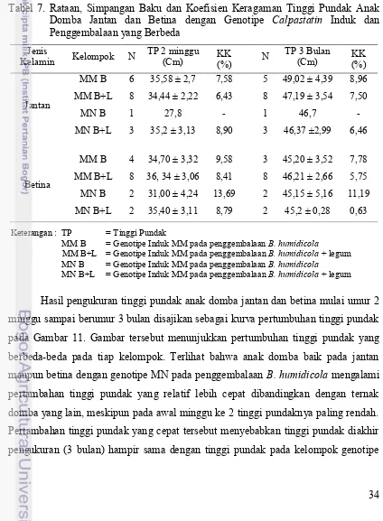 Tabel 7. Rataan, Simpangan Baku dan Koefisien Keragaman Tinggi Pundak Anak 