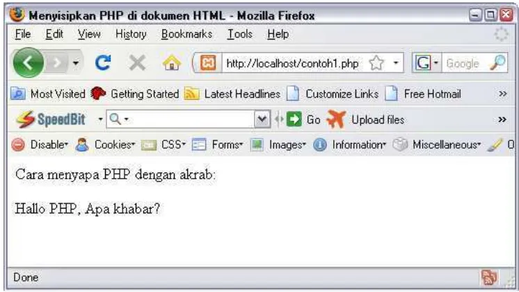 Gambar 2.19 Contoh Tampilan Dokumen PHP 