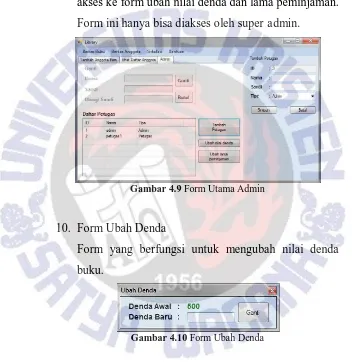 Gambar 4.9 Form Utama Admin 