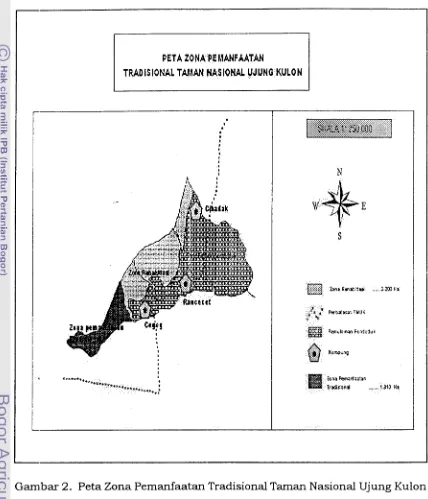 Gambar 2. Peta Zona Pemanfaatan Tradisional Taman Nasional Ujung Kulon 