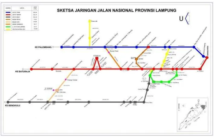 Gambar 2.2 Sketsa Jaringan Jalan Nasional Provinsi Lampung