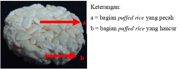 Gambar 13. Tampilan desain puffed rice cakes dengan tekanan cetak tinggi 