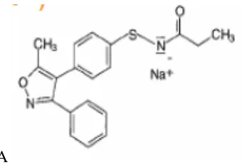 Gambar 2.7 Struktur kimia parecoxib (Dikutip dari Ibrahim dkk., 2002. Effects of parecoxib, a parenteral COX-2-spesific inhibitor, on the pharmacokinetics and the pharmacodynamics of propofol